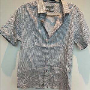 Ted Baker White and Blue Geometric Shirt